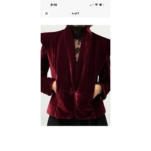 Zara Influencer Red Velvet Quilted Jacket S M Feels Like Chloe